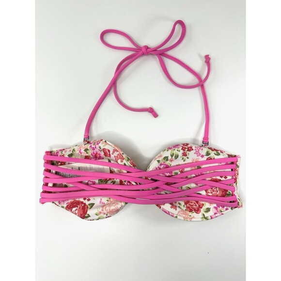 Abercrombie & Fitch Swim Bikini Top XS Bandeaux Swimsuit Strappy Removable Strap - Picture 3 of 5